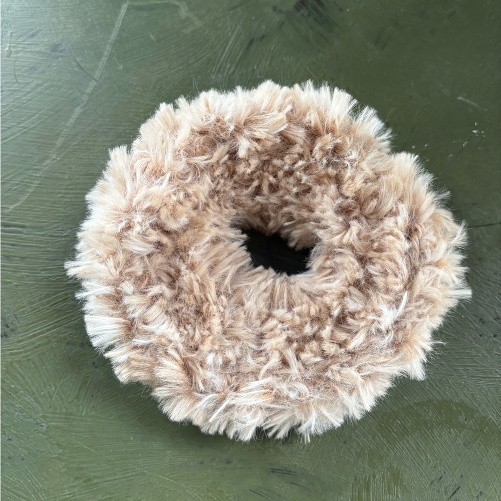 NEW Fluffy Tan Crochet Hair Scrunchie